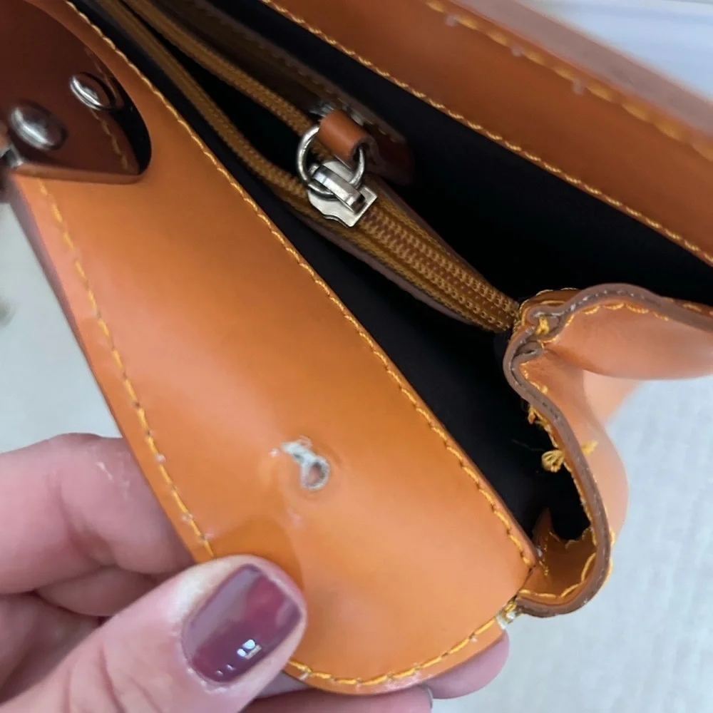 Nardelli Genuine Leather Made in Italy Orange Leather Top Handle Handbag